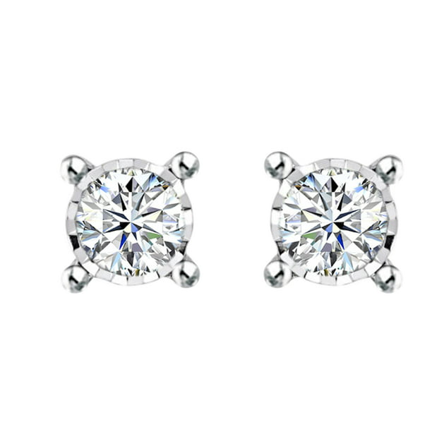 Details about   White gold finish 5mm round cut created diamond stud earrings free postage